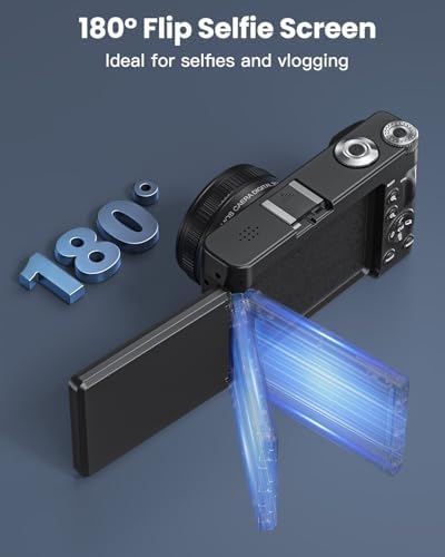 4K Digital Camera for Photography, WiFi 64MP 180° Flip Screen 3" Autofocus Vlogging Camera for YouTube, 16X Zoom Compact Point and Shoot Cameras for Beginner with 32GB Card, 2 Batteries - Image 5