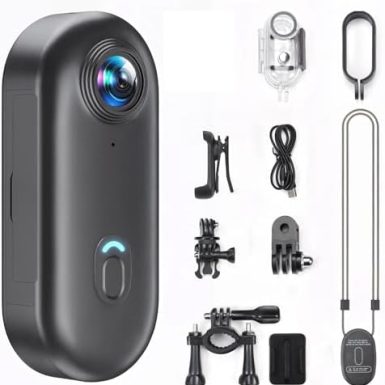 4K Thumb Action Camera | 128G Sports Camera for POV Photoshooting: Waterproof Sports Camera The Size of a Thumb Suitable for Running Cycling Swimming Hiking Adventure Etc (Black)