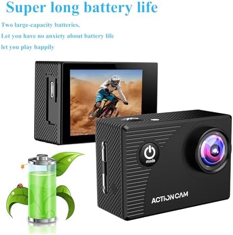 Action Camera 1080P 30fps Sports Camera 40m/131ft Underwater Waterproof with 2 Batteries and Multi-Function Accessory - Image 4