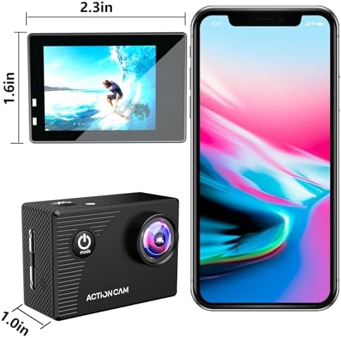 Action Camera 1080P 30fps Sports Camera 40m/131ft Underwater Waterproof with 2 Batteries and Multi-Function Accessory - Image 6
